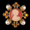 Vintage Cameo Brooch, Designer Brooch, Matisse Cross Brooch, Faux Pearl Brooch, Gold Tone Brooch, Vintage Brooch, Cameo Pin, Mid Century Pin