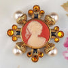 Vintage Cameo Brooch, Designer Brooch, Matisse Cross Brooch, Faux Pearl Brooch, Gold Tone Brooch, Vintage Brooch, Cameo Pin, Mid Century Pin