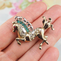 Vintage Horse Brooch, 1940s Figural Brooch, Rearing Horse Brooch, Carousel Horse Pin, Gold Tone Brooch, Rare Vintage Brooch, Horse Pin