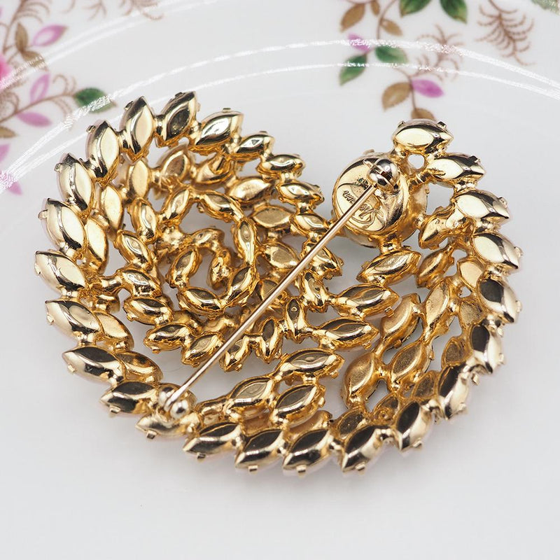 Sherman Brooch, Sherman Opaque Jewelry, Vintage Sherman Jewelry, Signed Sherman Brooch, 1950s Rhinestone Brooch, Rare Sherman Colors, 1950s