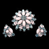 Sherman Brooch Earring Set, Sherman Opaque, Vintage Sherman Jewelry, 1950s Floral Brooch Set, Rare Sherman Colors, Sherman Set, Sherman Pink