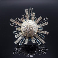 Starburst Brooch, Designer Brooch, High End Brooch, Vintage Brooch, Blue Rhinestone Brooch, Atomic Brooch, Mid Century Brooch