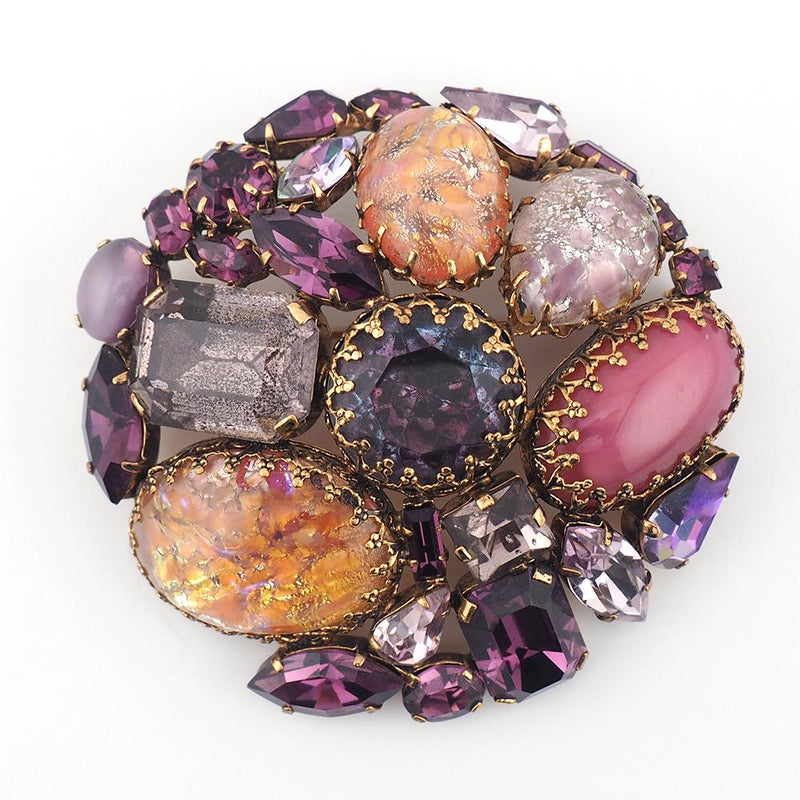 Vintage Purple Rhinestone Brooch, Austria Brooch, Vintage Brooch, Art Glass Brooch, Statement Brooch, Austrian Crystal Brooch, Rhinestone