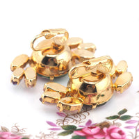 Vintage Clip Earrings, Watermelon Earrings, Rhinestone Earrings, Climber Earrings, Specialty Stone Earrings, Statement Earrings