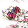 Vintage Clip Earrings, Watermelon Earrings, Rhinestone Earrings, Climber Earrings, Specialty Stone Earrings, Statement Earrings