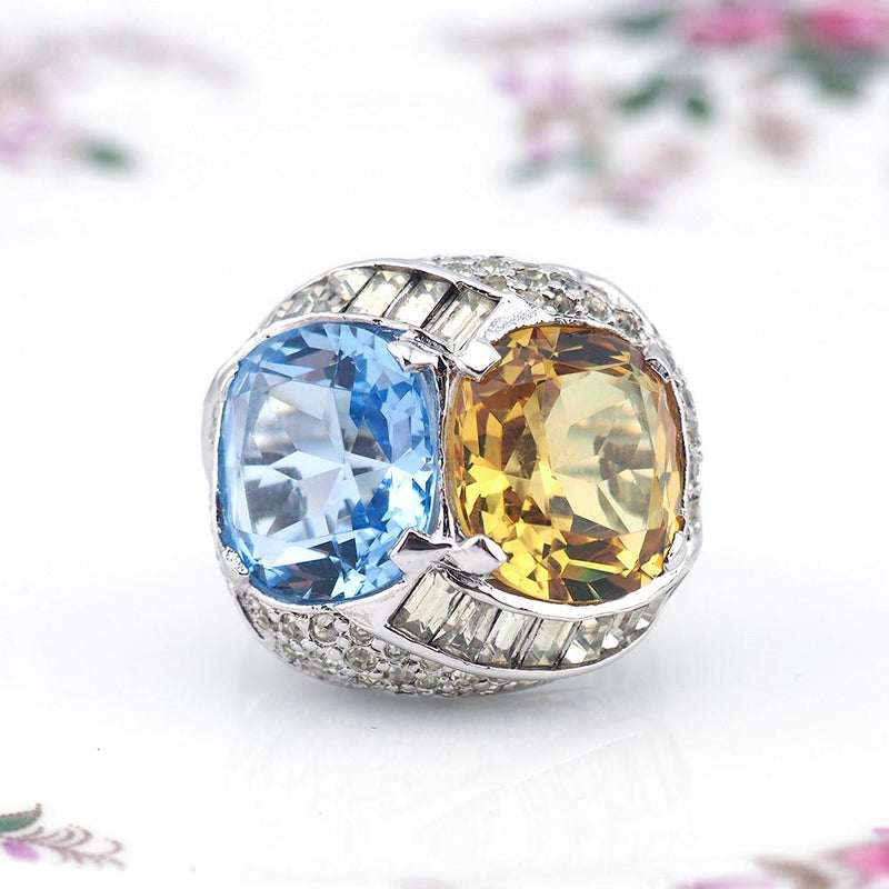 Mazer Ring, Vintage Ring, Crystal Ring, Vintage Costume Ring, Mazer Jewelry, Rhinestone Ring, Joseph Mazer, Cocktail Ring, Statement Ring