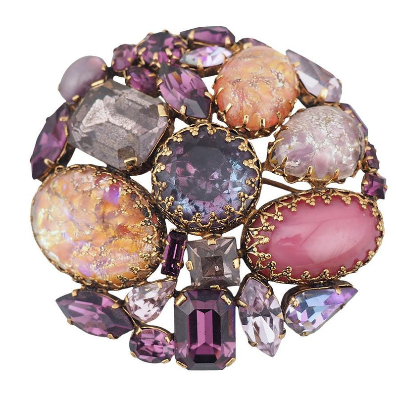 Vintage Purple Rhinestone Brooch, Austria Brooch, Vintage Brooch, Art Glass Brooch, Statement Brooch, Austrian Crystal Brooch, Rhinestone