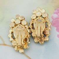 Juliana Earrings, Vintage Rhinestone Earrings, Juliana Cat Eye, Clip On Earrings, UV Reactive Stones, Art Glass Earrings, 1960s Earrings
