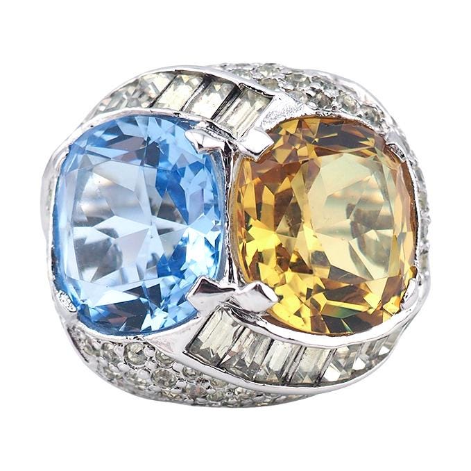 Mazer Ring, Vintage Ring, Crystal Ring, Vintage Costume Ring, Mazer Jewelry, Rhinestone Ring, Joseph Mazer, Cocktail Ring, Statement Ring