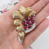 Vintage Boucher Brooch, Faux Ruby Cabochon Brooch, Boucher Jewelry, Vintage Brooch, Gold Tone Brooch, Classy Brooch, Statement Brooch
