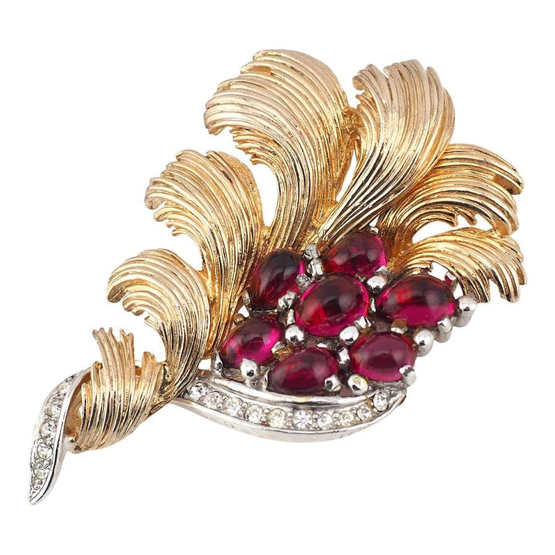 Rare Vintage Boucher Ruby Cabochon Brooch