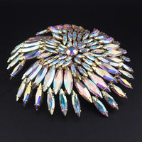 HUGE Sherman Firework Brooch, Aurora Borealis Brooch, Sherman Pin, Vintage Sherman Jewelry, Navette Brooch, Gold-Tone Statement Brooch