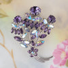 Sherman Purple Brooch, Sherman Flower Brooch, Vintage Sherman Pin, Purple Rhinestone Brooch, Silver Tone Brooch, Vintage Floral Brooch
