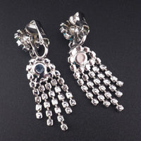 Sherman Turquoise Earrings, Sherman Opaque Earrings, Vintage Earrings, Clip On Earrings, Dangle Earrings, Silver Tone Sherman Earrings