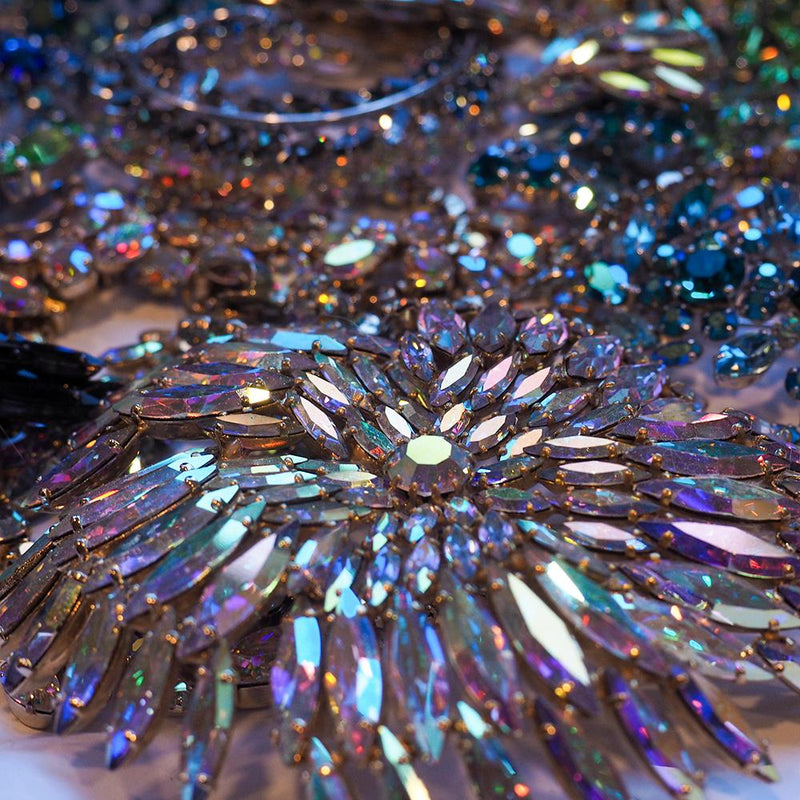 HUGE Sherman Firework Brooch, Aurora Borealis Brooch, Sherman Pin, Vintage Sherman Jewelry, Navette Brooch, Gold-Tone Statement Brooch