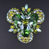 Rare Sherman Green Rhinestone Brooch, Emerald Green Sherman Brooch, Vintage Sherman Pin, Silver Tone Brooch, Sherman Jewelry, Rare Sherman