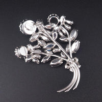 Sherman Purple Brooch, Sherman Flower Brooch, Vintage Sherman Pin, Purple Rhinestone Brooch, Silver Tone Brooch, Vintage Floral Brooch