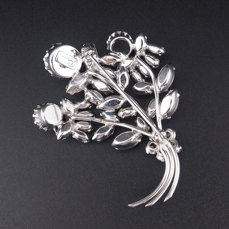 Sherman Purple Brooch, Sherman Flower Brooch, Vintage Sherman Pin, Purple Rhinestone Brooch, Silver Tone Brooch, Vintage Floral Brooch