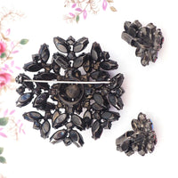 Sherman Siam Red Jewelry, Sherman Brooch Set, Vintage Brooch Set, Sherman Siam, Rhinestone Brooch, Japanned Brooch, Brooch Earring Set