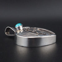 Vintage Native American Bear Pendant, Large Pendant, Sterling Silver Pendant, Turquoise Pendant, Southwestern Pendant, Animal Pendant,