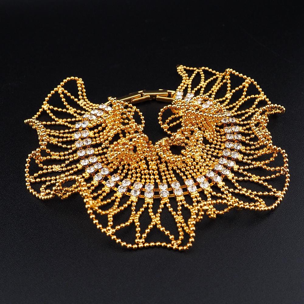 Joan Rivers Bracelet, Vintage Joan Rivers, Gold Tone Bracelet, Rhinestone Bracelet, Adjustable Bracelet, Statement Bracelet, Ball Chain