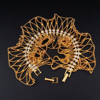 Joan Rivers Bracelet, Vintage Joan Rivers, Gold Tone Bracelet, Rhinestone Bracelet, Adjustable Bracelet, Statement Bracelet, Ball Chain