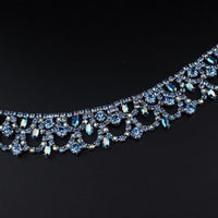 Vintage Sherman Wide Bracelet, Blue Rhinestone Bracelet, Vintage Rhinestone Bracelet, Bridal Bracelet, Aurora Borealis, 1960s Bracelet