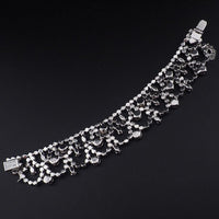 Vintage Sherman Wide Bracelet, Blue Rhinestone Bracelet, Vintage Rhinestone Bracelet, Bridal Bracelet, Aurora Borealis, 1960s Bracelet