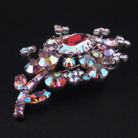 Rare Sherman Flower Brooch, Vintage Sherman Brooch, 1950s Brooch, Flower Brooch, Aurora Borealis Brooch, Signed Sherman, Pink Flower Brooch