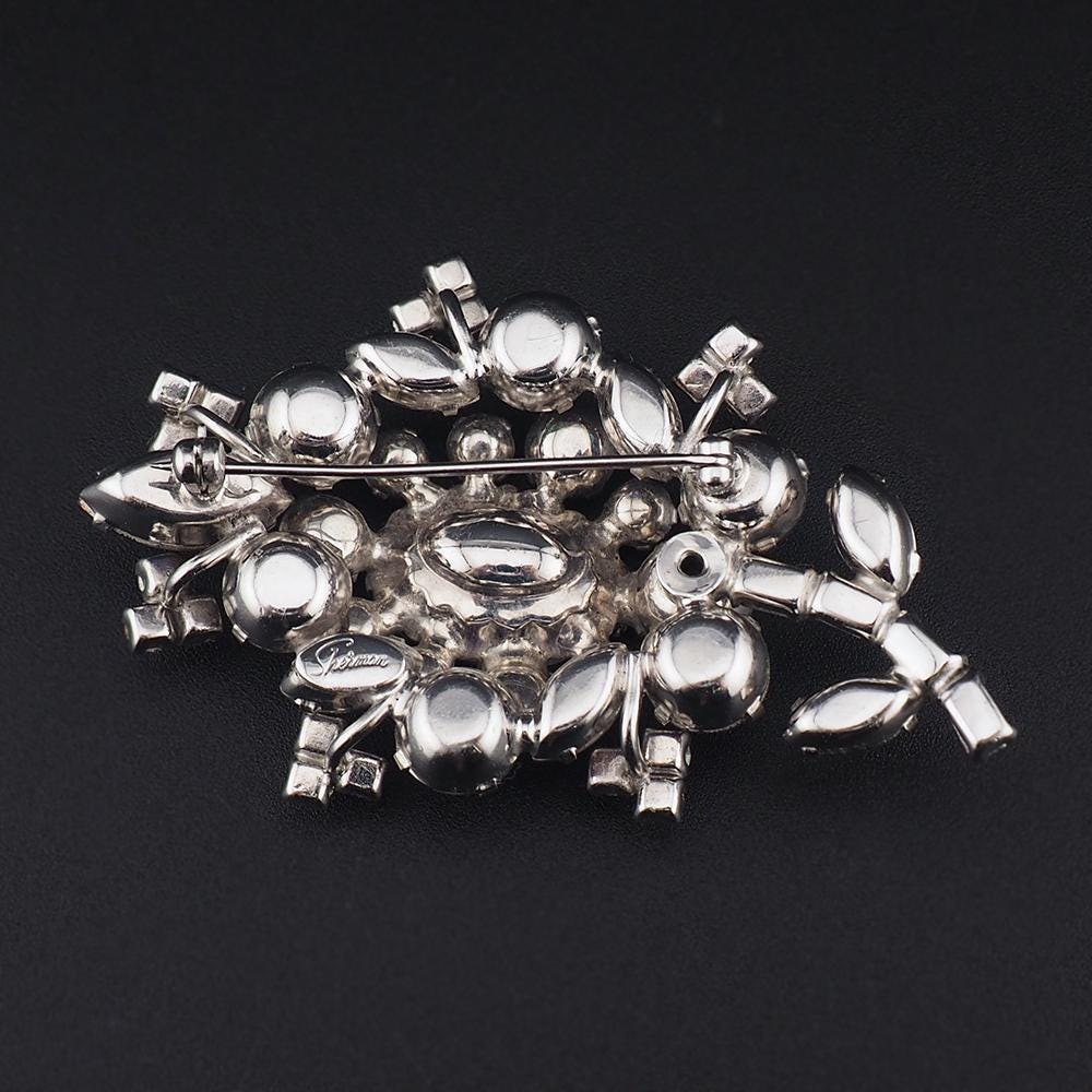 Uncommon Vintage Sherman Rhinestone Flower Brooch – Vintage