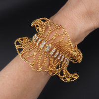 Joan Rivers Bracelet, Vintage Joan Rivers, Gold Tone Bracelet, Rhinestone Bracelet, Adjustable Bracelet, Statement Bracelet, Ball Chain