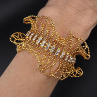 Joan Rivers Bracelet, Vintage Joan Rivers, Gold Tone Bracelet, Rhinestone Bracelet, Adjustable Bracelet, Statement Bracelet, Ball Chain