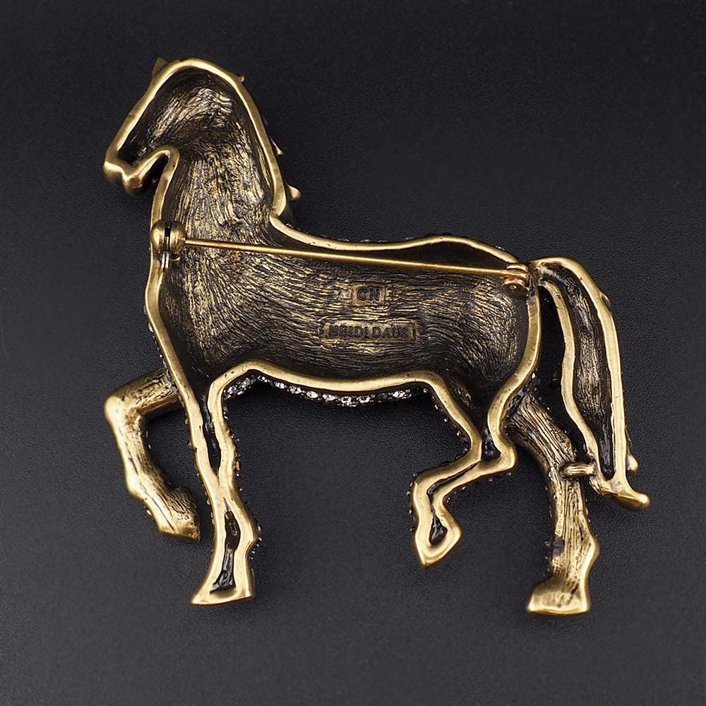 Heidi Daus Horse Brooch, Rhinestone Brooch, Horse Brooch, Rhinestone Pin, Statement Brooch, Equestrian Brooch, Figural Brooch, Heidi Daus