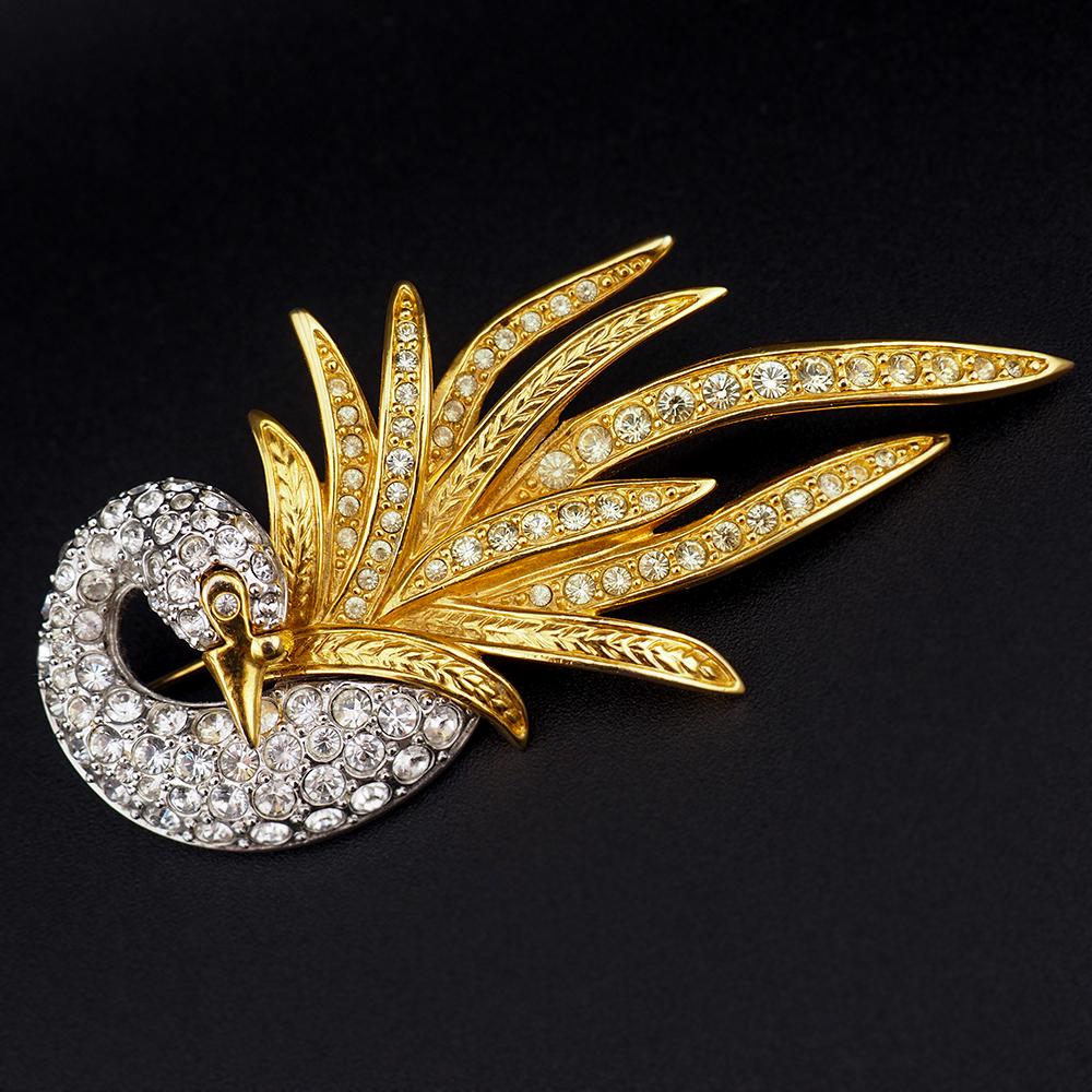 Nolan Miller Bird Brooch, Nolan Miller Jewelry, Rhinestone Brooch, Bird Brooch, Figural Brooch, Animal Brooch, Rhinestone Pin, Gold Tone Pin