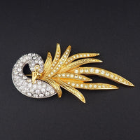 Nolan Miller Bird Brooch, Nolan Miller Jewelry, Rhinestone Brooch, Bird Brooch, Figural Brooch, Animal Brooch, Rhinestone Pin, Gold Tone Pin