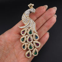 Nolan Miller Peacock Brooch, Nolan Miller Jewelry, Rhinestone Brooch, Bird Brooch, Figural Brooch, Animal Brooch, Rhinestone Pin