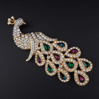 Nolan Miller Peacock Brooch, Nolan Miller Jewelry, Rhinestone Brooch, Bird Brooch, Figural Brooch, Animal Brooch, Rhinestone Pin