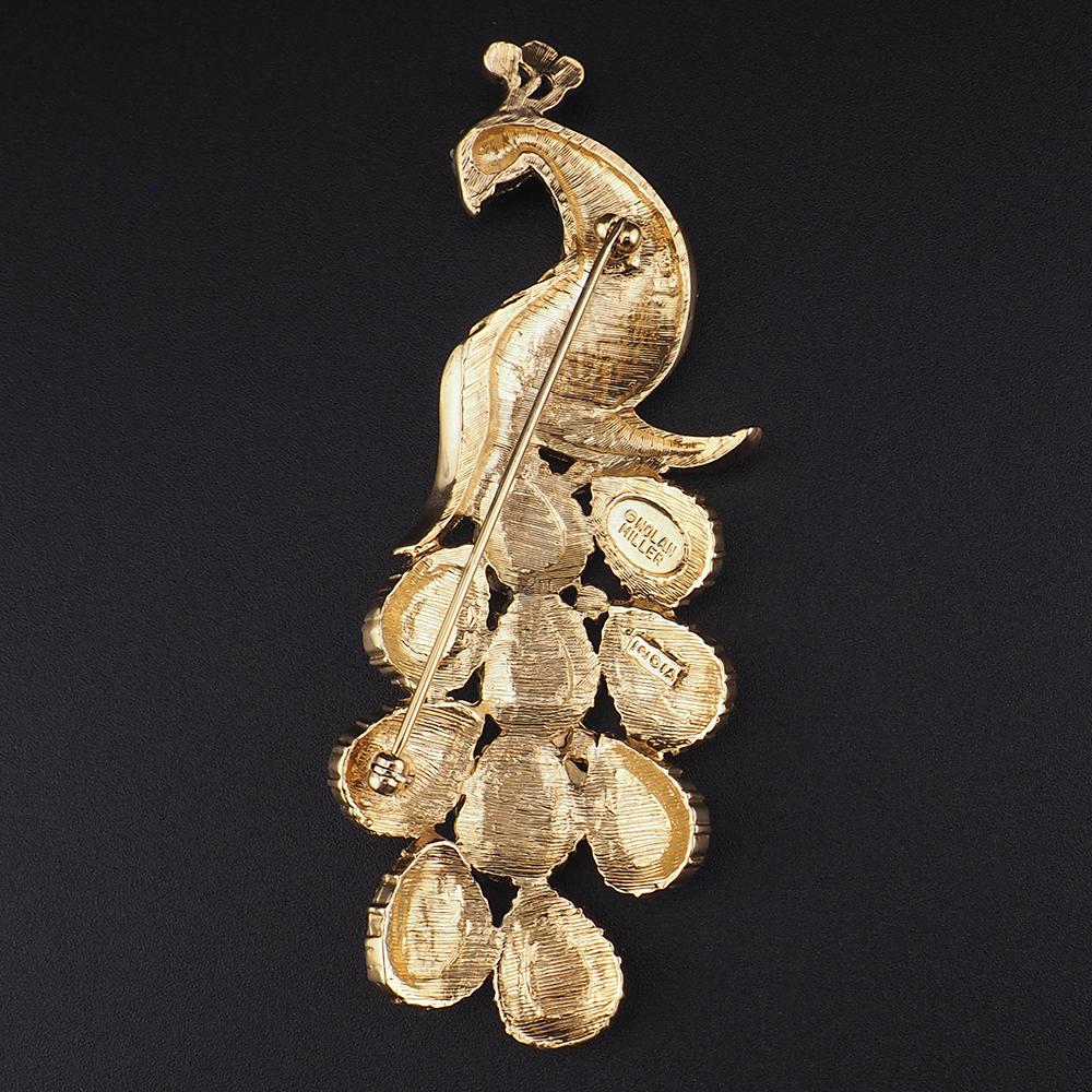 Nolan Miller Peacock Brooch, Nolan Miller Jewelry, Rhinestone Brooch, Bird Brooch, Figural Brooch, Animal Brooch, Rhinestone Pin