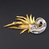 Nolan Miller Bird Brooch, Nolan Miller Jewelry, Rhinestone Brooch, Bird Brooch, Figural Brooch, Animal Brooch, Rhinestone Pin, Gold Tone Pin