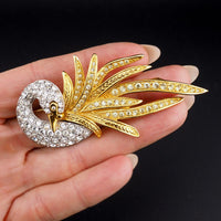 Nolan Miller Bird Brooch, Nolan Miller Jewelry, Rhinestone Brooch, Bird Brooch, Figural Brooch, Animal Brooch, Rhinestone Pin, Gold Tone Pin