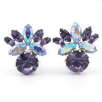 Vintage Sherman Purple Necklace and Earrings Set, Swarovski Aurora Borealis Crystals
