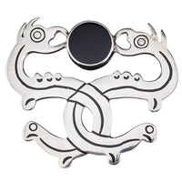 Mexican Sterling Silver Brooch Pendant, Double Serpent Brooch, Snake Brooch, Vintage Mexico Jewelry, Modernist Brooch, Enamel Brooch Pendant