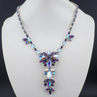 Vintage Sherman Purple Necklace and Earrings Set, Swarovski Aurora Borealis Crystals
