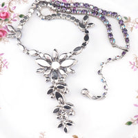 Vintage Sherman Purple Necklace and Earrings Set, Swarovski Aurora Borealis Crystals