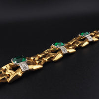 Signed McClelland Barclay Bracelet, Art Deco Bracelet, Green Stone Bracelet, Vintage Gold Tone Bracelet, Retro Bracelet, Designer Bracelet