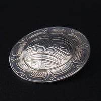 Northwest Coast Sterling Silver Brooch Pendant, Moon Face Design, Canadian First Nations Jewelry, Large Pendant, Artist Signed