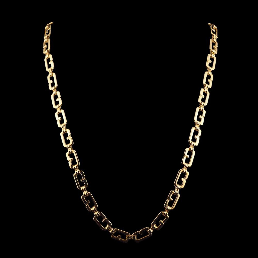 Givenchy G Link Necklace, Vintage Givenchy Necklace, Gold Plated Givenchy Chain, Signed Necklace, Designer Chain Necklace, Classic Chain