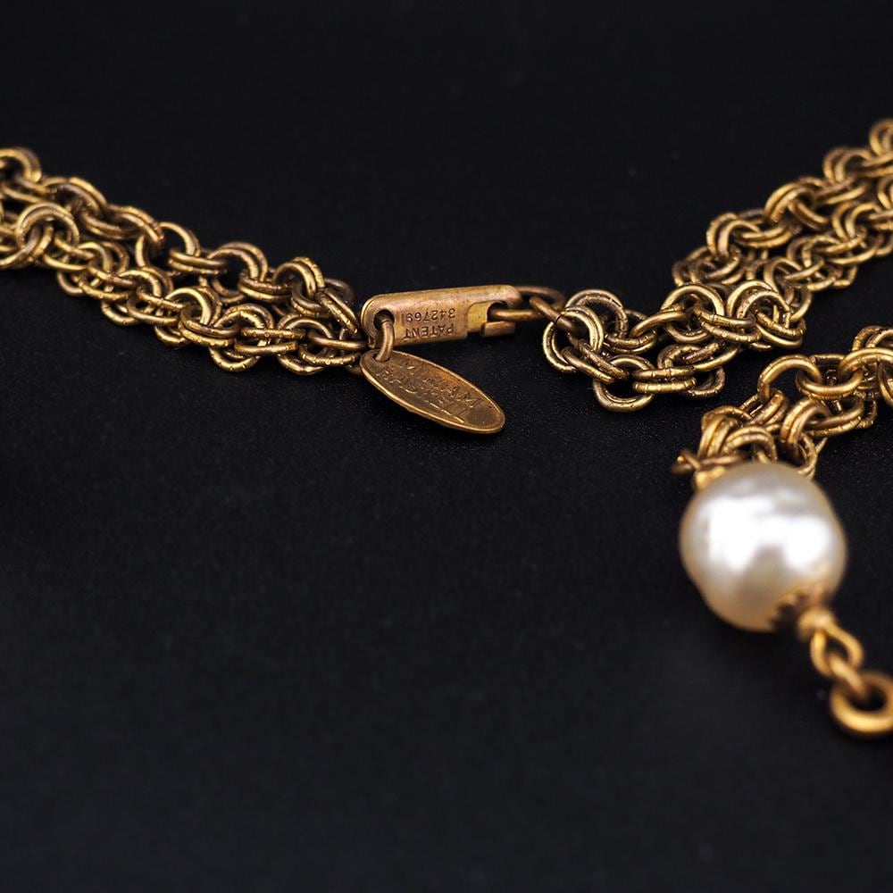 Miriam Haskell Coin Necklace, Vintage Necklace, Long Necklace, Coin Medallion Necklace, Gold Tone Chain Necklace, Signed Haskell necklace