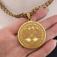 Miriam Haskell Coin Necklace, Vintage Necklace, Long Necklace, Coin Medallion Necklace, Gold Tone Chain Necklace, Signed Haskell necklace