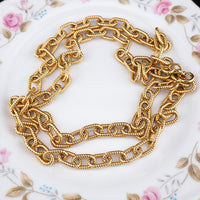 D'Orlan Textured Gold Plated Rope Link Chain Necklace, Cable Chain Necklace, D'Orlan Necklace, Gold Plated Necklace, Long Chain, 30" Chain